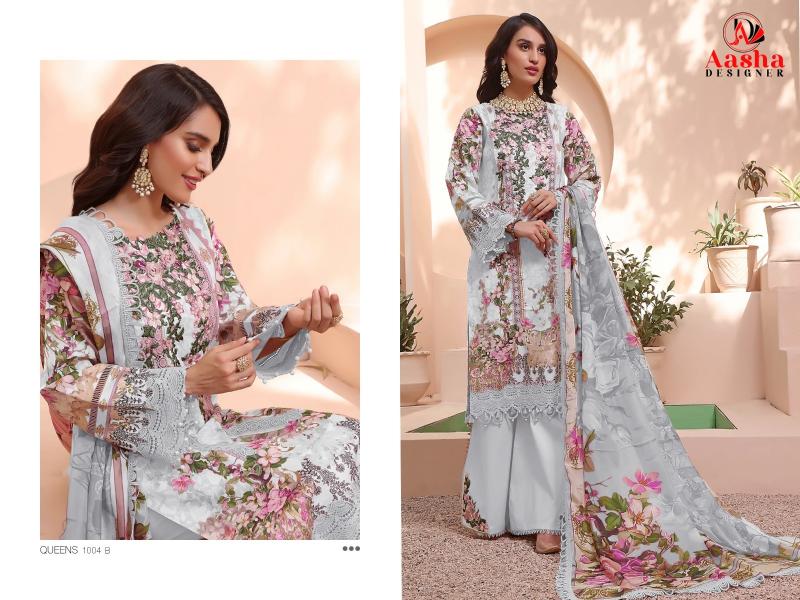 Aasha 1004 A And B Chiffon Dupatta Pakistani Suit wholesale catalog