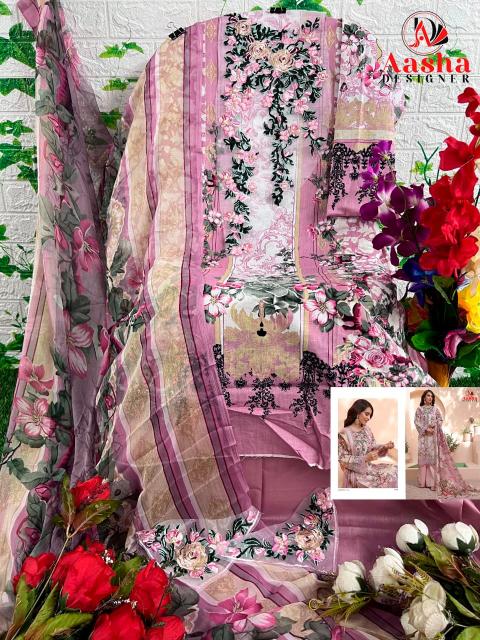 Aasha 1004 A And B Cotton Dupatta Pakistani Suit wholesale catalog