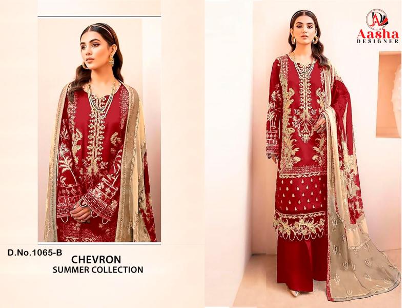 Aasha 1065 A And D Chiffon Dupatta Pakistani Suit Wholesale catalog