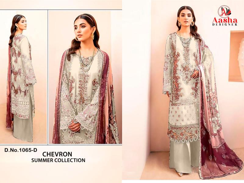 Aasha 1065 A And D Chiffon Dupatta Pakistani Suit Wholesale catalog