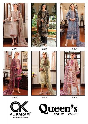 Al Karam Queen Court Vol 5 Cambric Cotton Dress Material Wholesale catalog