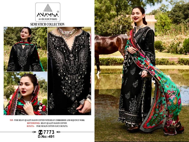 Anamsa 491 Rayon Pakistani Salwar Kameez wholesale catalog