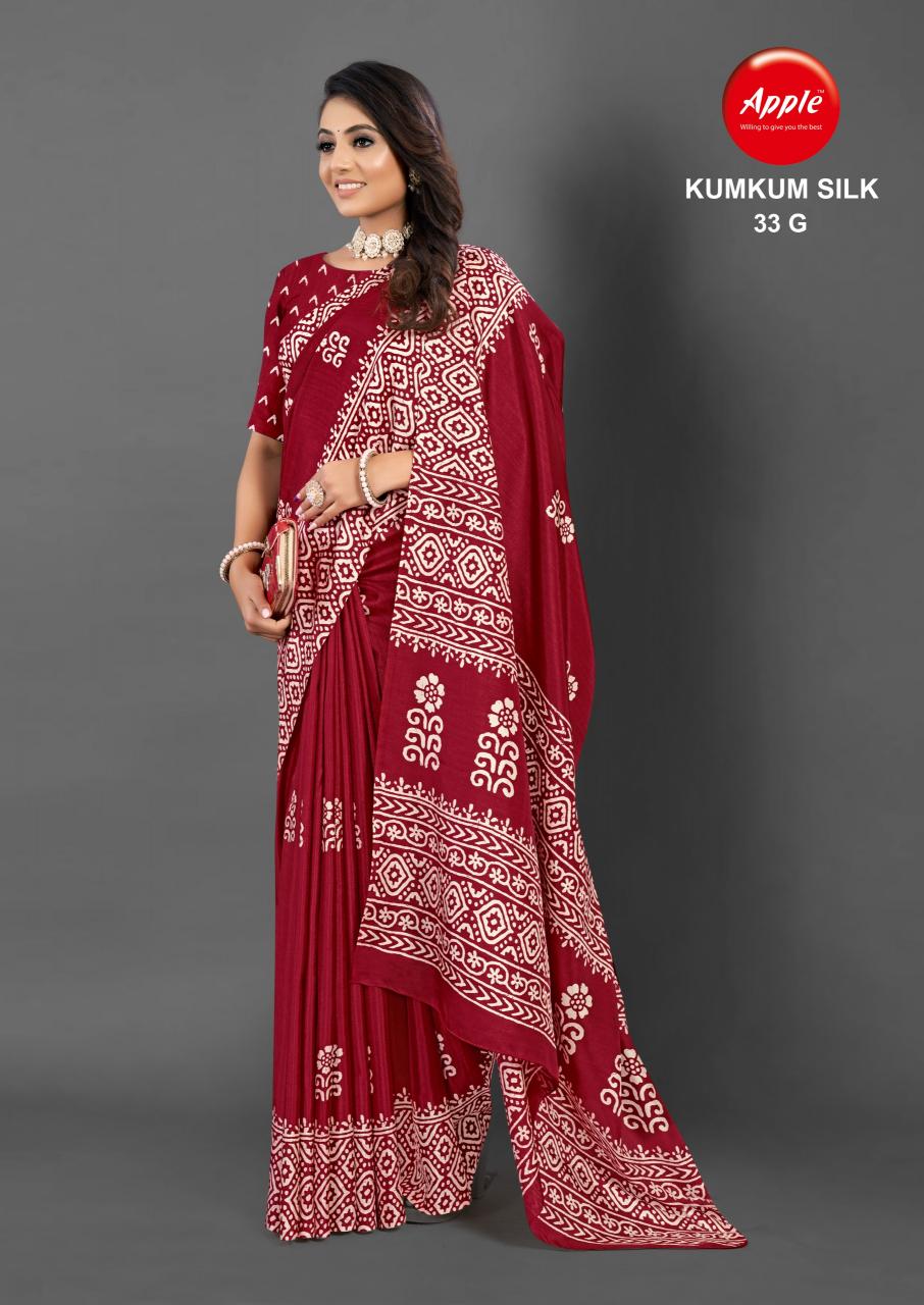 Apple Kumkum vol 33 printed saree wholesale catalog