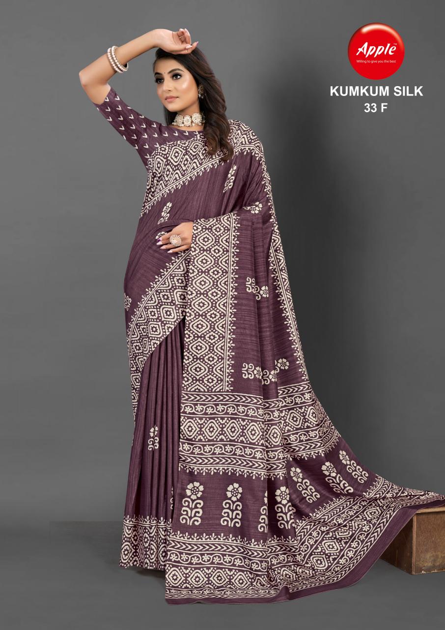 Apple Kumkum vol 33 printed saree wholesale catalog