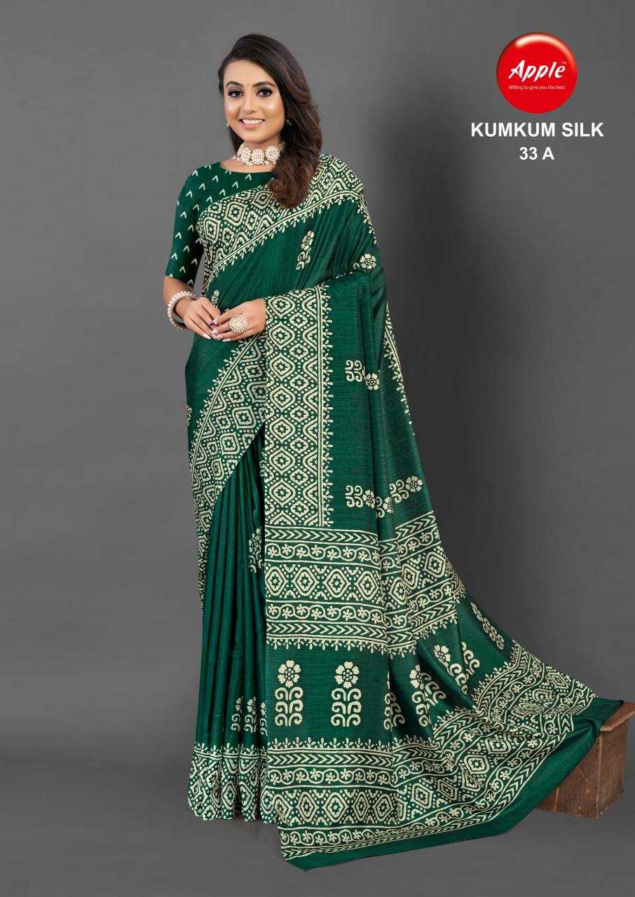 Apple Kumkum vol 33 printed saree wholesale catalog