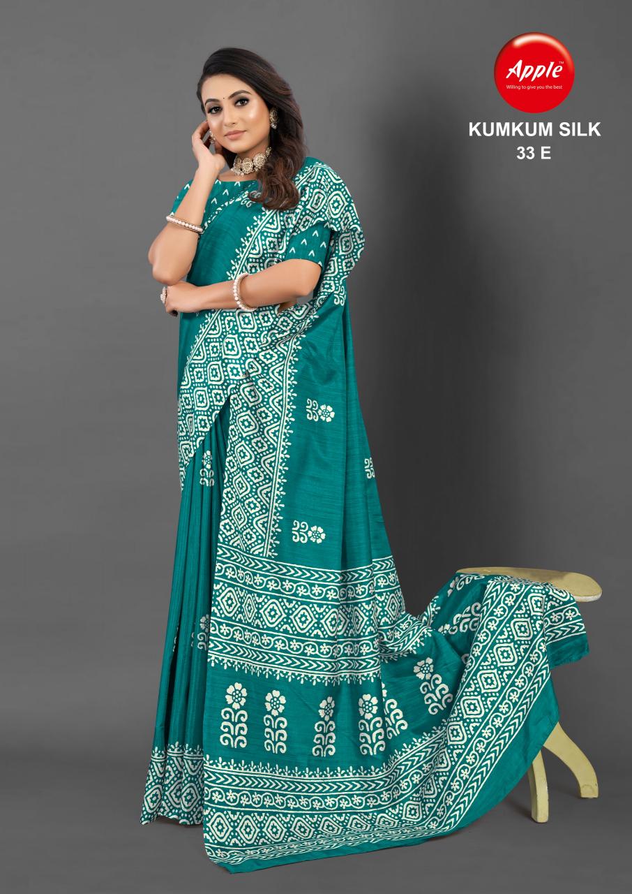 Apple Kumkum vol 33 printed saree wholesale catalog