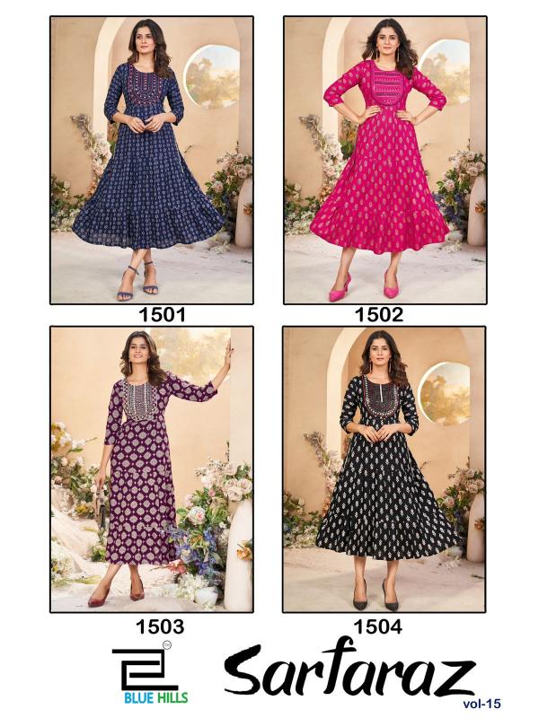 Blue Hills Sarfaraz Vol 15 Nx Rayon Printed Kurti wholesale catalog