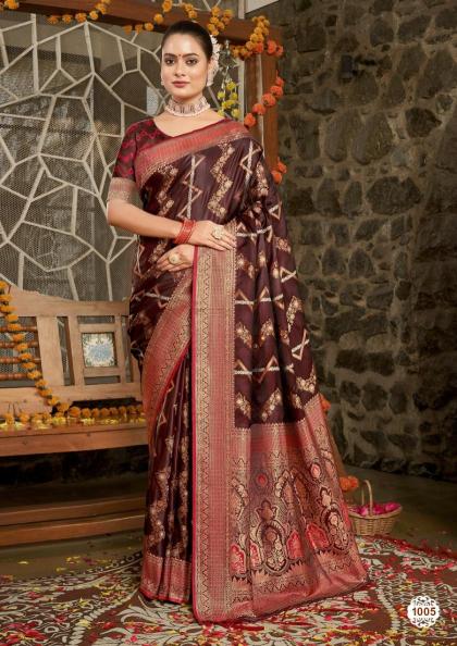 BUNAWAT PAVITRA SATAN SILK SAREE Wholesale catalog