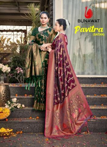 BUNAWAT PAVITRA SATAN SILK SAREE Wholesale catalog