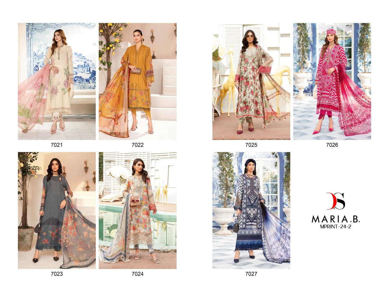 Deepsy Maria B MPrint 24 Vol 2 Cotton Dupatta Pakistani Suit Wholesale catalog