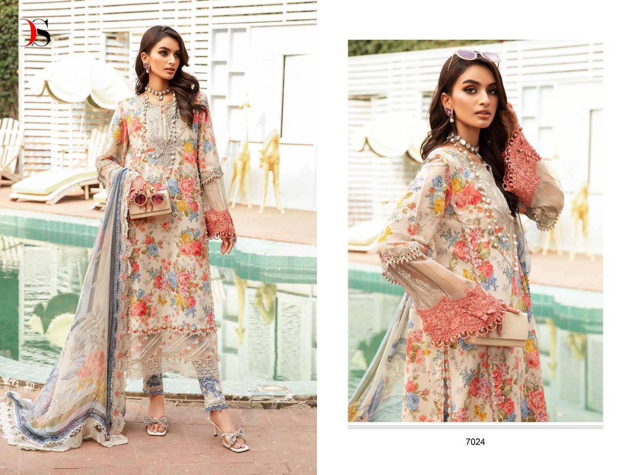 Deepsy Maria B MPrint 24 Vol 2 Cotton Dupatta Pakistani Suit Wholesale catalog