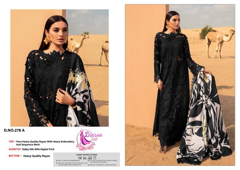 Dinsaa 278 A To C Rayon Embroidered Salwar Kameez Wholesale catalog