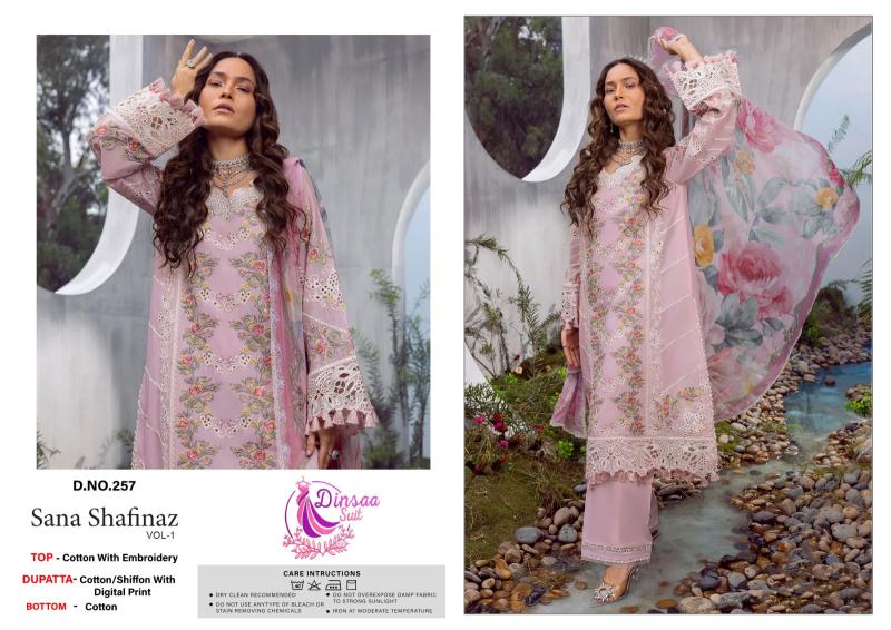 Dinsaa Sana Shafinaz Vol 1 Chiffon Dupatta Pakistani Suit wholesale catalog