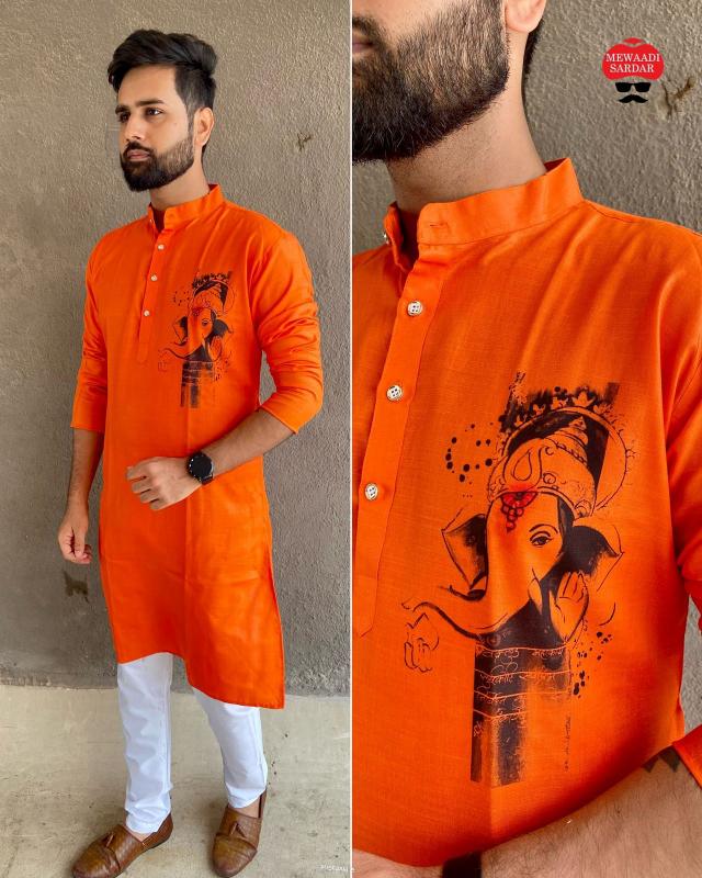 Ganpati Special 2 Cotton Printed Kurta wholesale catalog