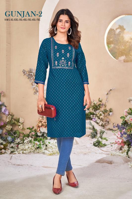 Gunjan 2 Rayon Gold Khadi Printed Kurti wholesale catalog