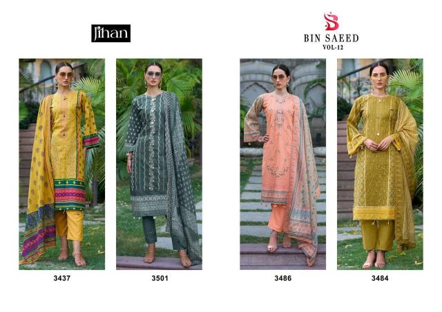 Jihan Bin Saeed Vol 12 Lawn Printed Pakistani Suits Wholesale catalog