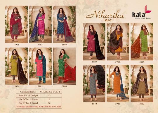 Kala Niharika Vol-2 – Kurti Pant With Dupatta - Wholesale Catalog