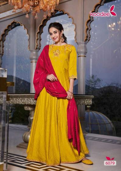 Koodee Sundra 3 Viscose Long Gown With Dupatta wholesale catalog