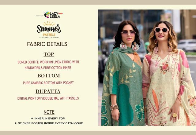 Lady Leela Summer Pastels Linen Kurti Pant With Dupatta wholesale catalog