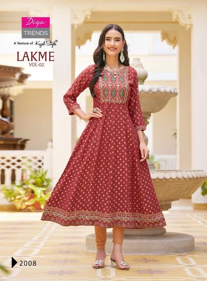 Lakme by Diya Trends Vol 2 Rayon Fancy Kurti wholesale catalog