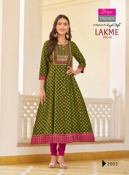 Lakme by Diya Trends Vol 2 Rayon Fancy Kurti wholesale catalog