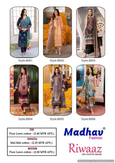 Madhav Riwaaz Vol-8 – Kurti Pant With Dupatta - Wholesale Catalog