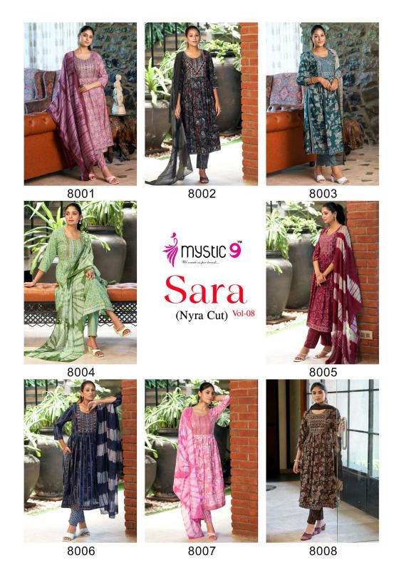 Mystic 9 Sara Vol 8 Rayon Kurti Bottom With Dupatta wholesale catalog