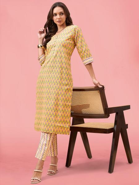 Navya 6 Casual Printed Cotton Kurti With Bottom wholesale catalog