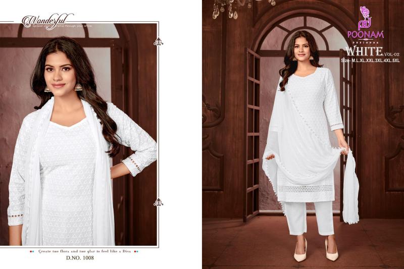 Poonam White Vol 2 Rayon Kurti wholesale catalog