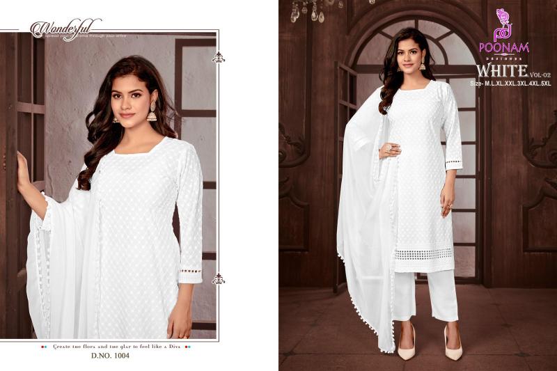 Poonam White Vol 2 Rayon Kurti wholesale catalog