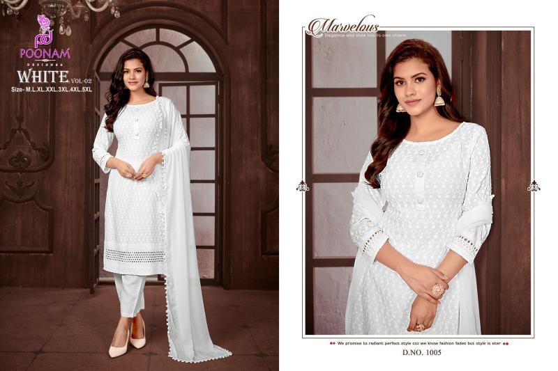 Poonam White Vol 2 Rayon Kurti wholesale catalog