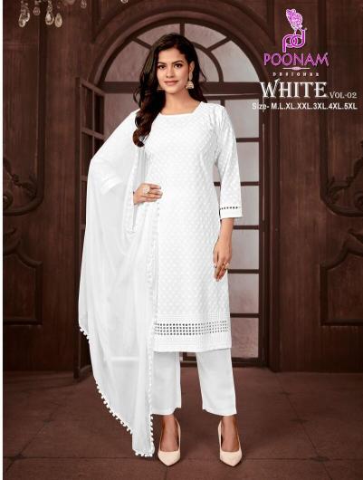 Poonam White Vol 2 Rayon Kurti wholesale catalog