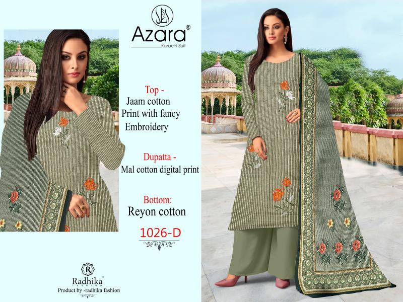 Radhika Azara 1026 A To D Cotton Dress Material  wholesale catalog