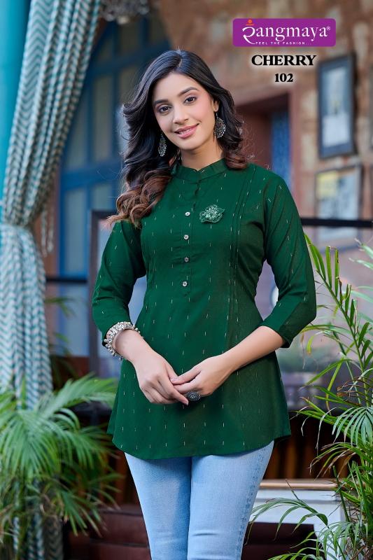 Rangmaya Cherry Rayon Dobby Tunic kurti Top wholesale catalog