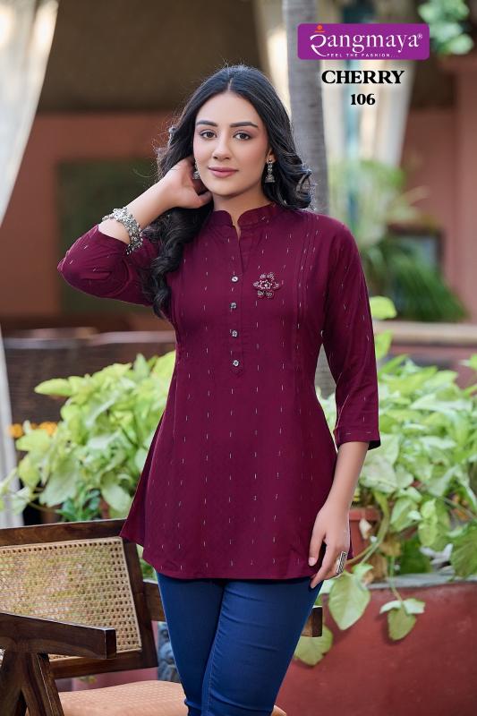 Rangmaya Cherry Rayon Dobby Tunic kurti Top wholesale catalog