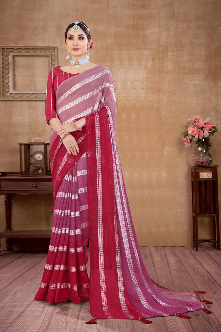 Rani 1829 Colors Georgette Zari Stripe surat sarees wholesale factory