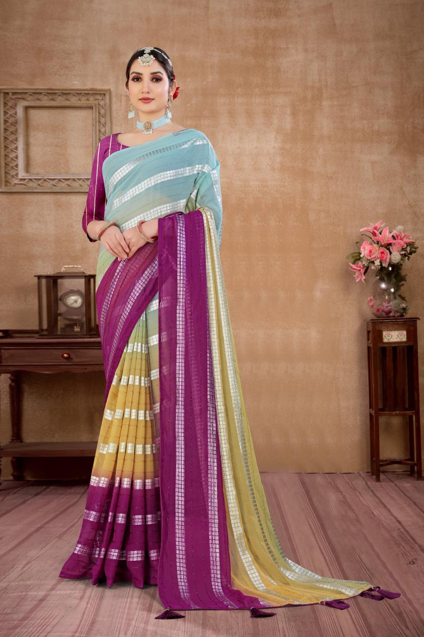 Rani 1829 Colors Georgette Zari Stripe surat sarees wholesale factory