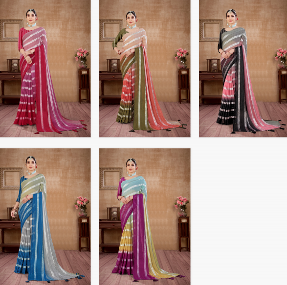 Rani 1829 Colors Georgette Zari Stripe surat sarees wholesale factory