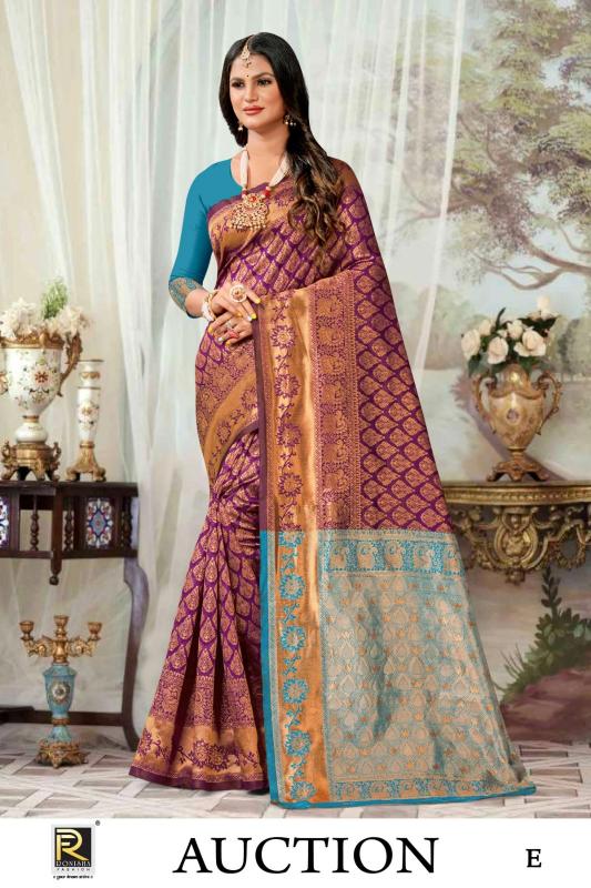 Ronisha Auction Banarasi Silk Saree Wholesale catalog