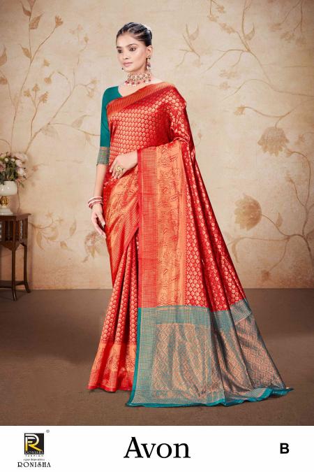 Ronisha Avon Banarasi Silk Designer Saree Wholesale catalog