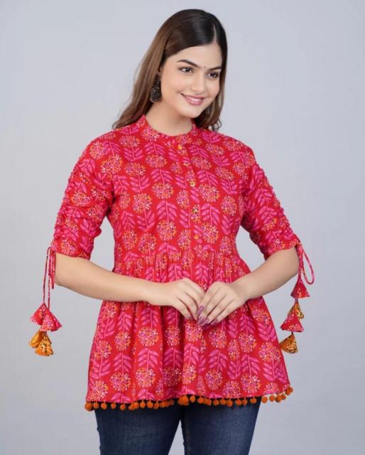 Sabella Ladies Rayon printed tops wholesale catalog