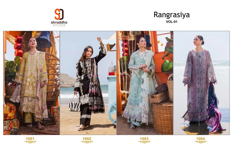 Shraddha Rangrasiya Vol 1 Cotton Embroidered Pakistani Salwar Suits Wholesale catalog