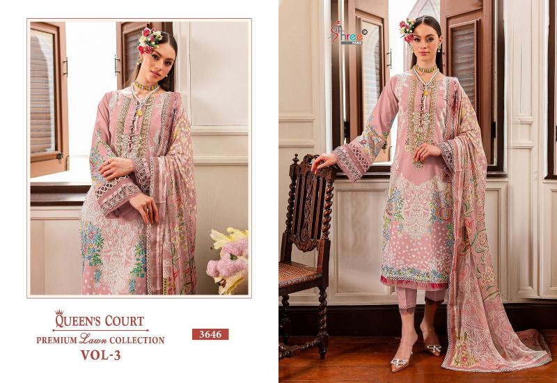 Shree Queens Court Premium Vol 3 Chiffon Dupatta Pakistani Suits 