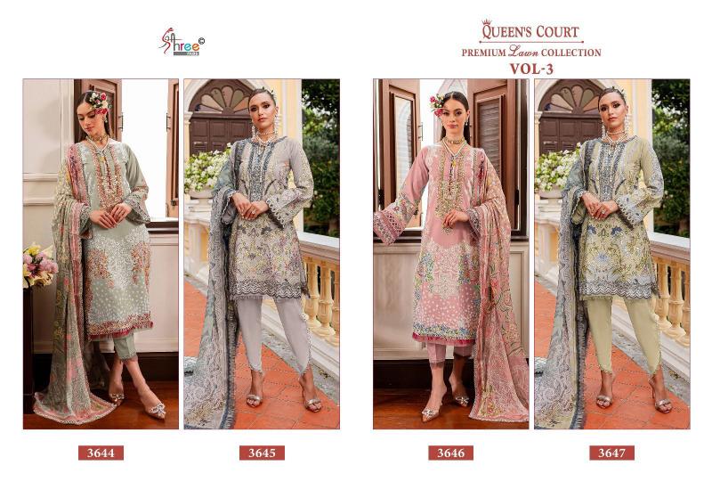 Shree Queens Court Premium Vol 3 Chiffon Dupatta Pakistani Suits 