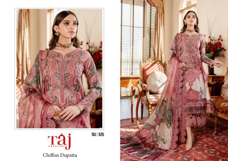 Taj 525 Chiffon Dupatta Pakistani Salwar Suits Wholesale catalog