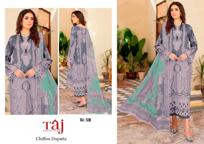 Taj 537 And 538 Chiffon Dupatta Salwar Suits wholesale catalog