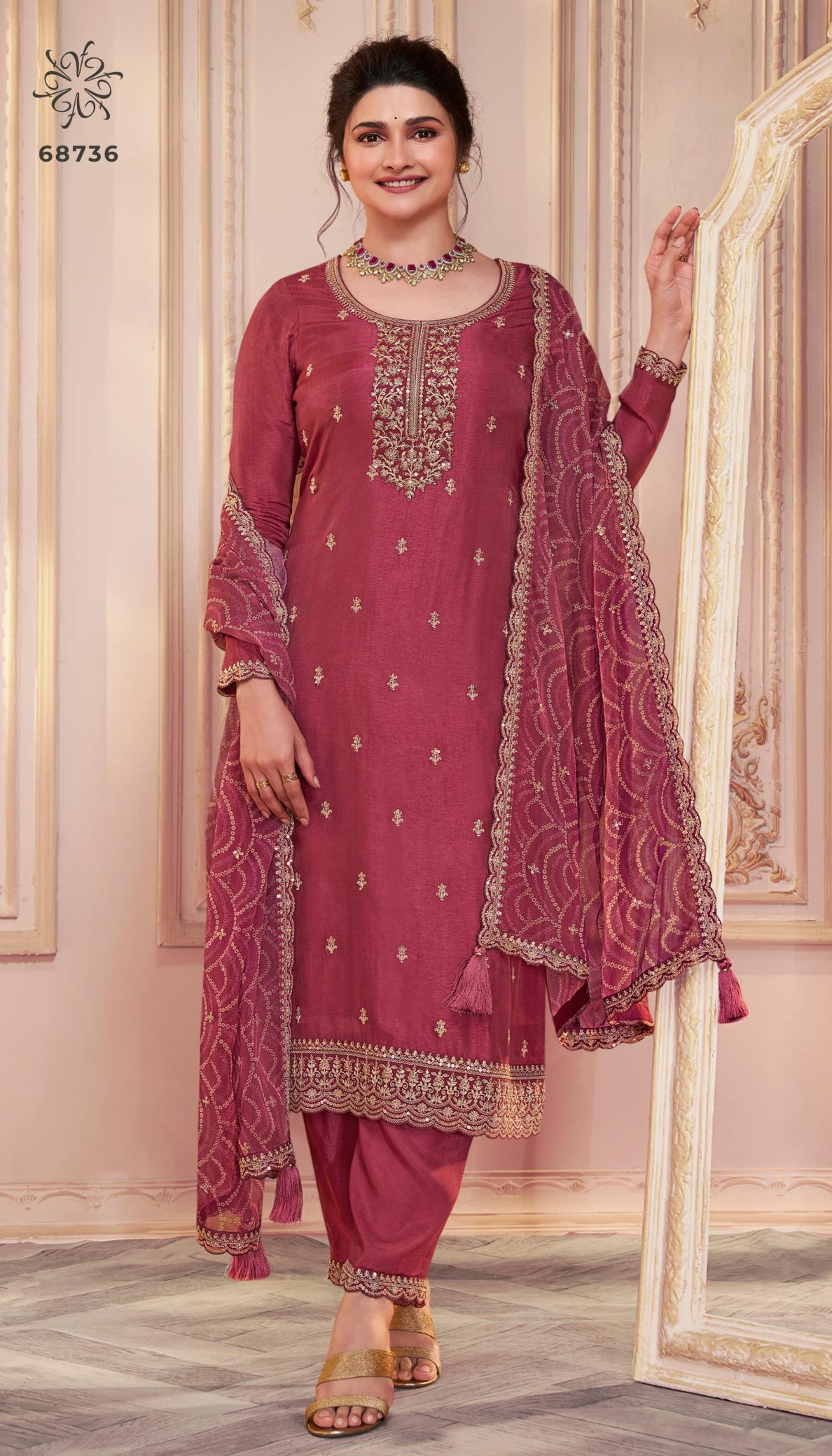 Vinay Kuleesh Saanjh Embroidered Silk Salwar Kameez wholesale catalog