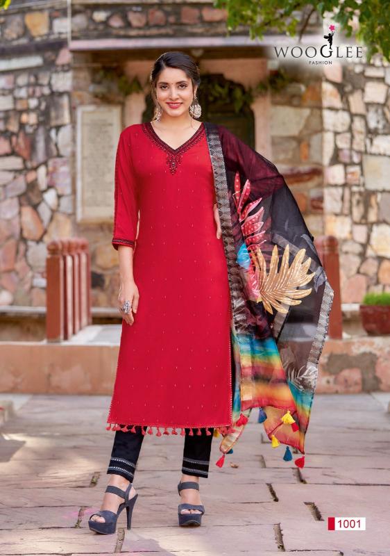 Wooglee Lamha Rayon Weaving Kurti wholesale catalog