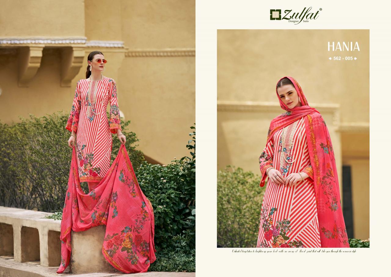 Zulfat Hania Cotton Printed Designer Dress Material Wholesale catalog