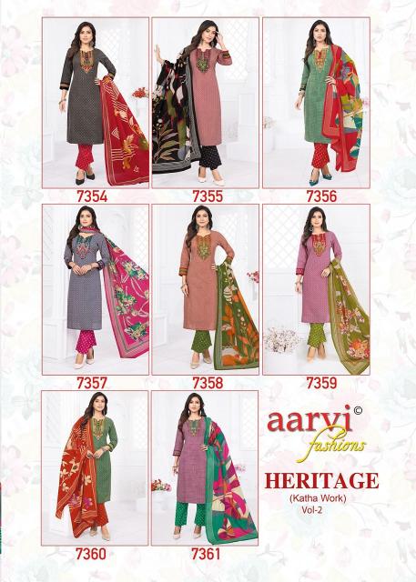 Aarvi Heritage Vol-2 – Katha Work Kurti Pant With Dupatta - Wholesale Catalog